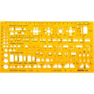 Aristo Schablone AR5061, Architektenschablone, Werkplan 1 : 100, 125 x 225mm (BxH)