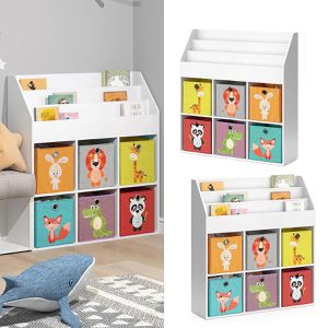 Produktbild für Bücherregal Vicco Luigi, weiß, mit 6 Faltboxen