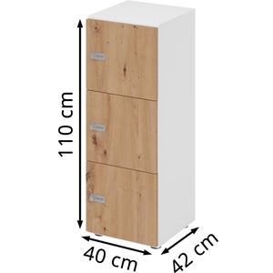 Produktbild für Schließfachschrank Hammerbacher 234L3, eiche/weiß