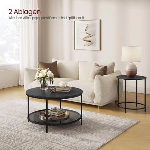 Produktbild für Couchtisch Vasagle LCT072B58, Holz / Glas, schwarz marmoriert