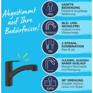 Produktbild für Küchenarmatur GROHE Start 303072431, schwarz matt