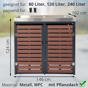 Produktbild für Mülltonnenbox Mendler HWC-K14, WPC/Metall