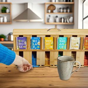 Produktbild für Teebox Relaxdays 10048538, für Teebeutel, natur, aus Bambus