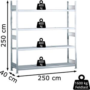 Produktbild für Weitspannregal Schulte 15610, 4 Metallböden