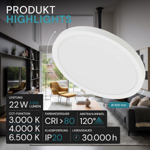 Produktbild für LED-Panel Luxula LX300215, weiß, Ø 30 cm