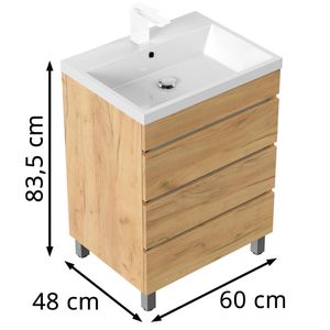 Produktbild für Waschtisch Posseik Fellini 60, stehend, eiche gold