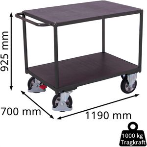 Produktbild für Tischwagen VARIOfit sw-700.530/AG, aus Metall &amp; Holz