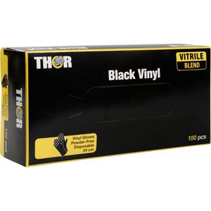 Produktbild für Einmalhandschuhe Thor Black Vinyl, schwarz, 100 Stück