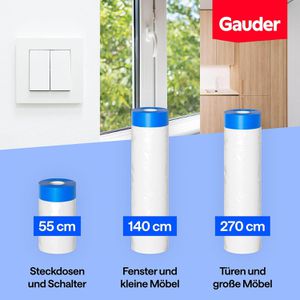 Produktbild für Abdeckfolie Gauder Malerkrepp-Masker, 2in1, 3 Stück