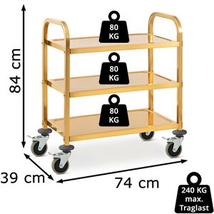 Produktbild für Servierwagen Royal-Catering RCSW 2.1G, gold, aus Edelstahl