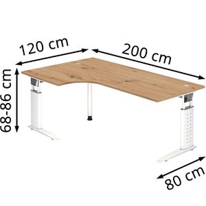 Produktbild für Schreibtisch Hammerbacher U-Serie, asteiche / weiß