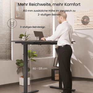 Produktbild für Schreibtisch FlexiSpot E5B, schwarz / schwarz