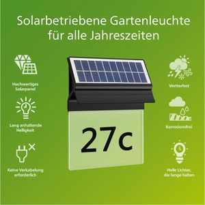 Produktbild für Hausnummernleuchte Philips Enkara, schwarz, mit Solar