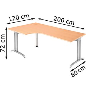 Produktbild für Schreibtisch Hammerbacher B-Serie, buche / silber