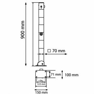 Produktbild für Absperrpfosten Schake 470FUZB+2, 2 Ösen, rot/weiß, aus Metall