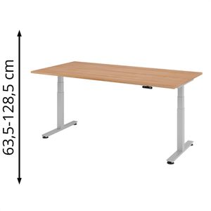 Schreibtisch Hammerbacher XDSM 2E, nussbaum / silber