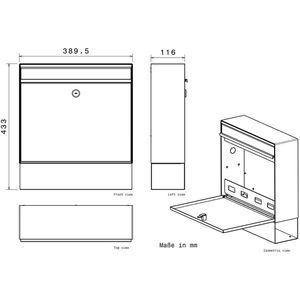 Produktbild für Briefkasten Metzler BK212-ZF, anthrazit, aus Stahl