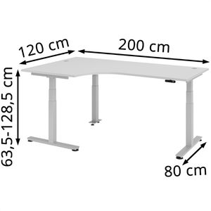 Produktbild für Schreibtisch Hammerbacher XDSM 82, lichtgrau / silber