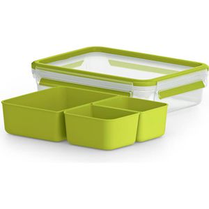 Emsa Lunchbox Clip und Go 518100, Kunststoff, Snackbox, auslaufsicher, mit 3 Einsätzen, 1,2 l