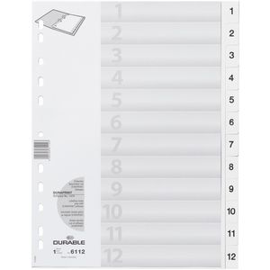 EXACOMPTA Karton-Register 1-12, DIN A4, weiß, 12-teilig EXACOMPTA Karton-Register 1-12, DIN A4, weiß, 12-teilig