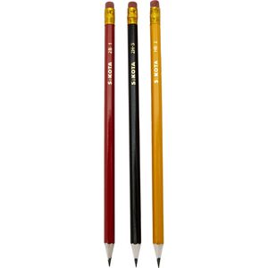 Böttcher-AG Bleistift, Härte 2H, HB, 2B, lackiert, Radiergummi, 3 Stück , 3 Stück