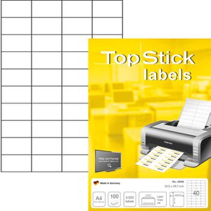 Universaletiketten TopStick labels, 8698, weiß