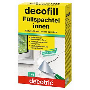 Decotric Spachtelmasse 003002001, Füllspachtel, weiß, für Wände, Innenbereich, 1kg