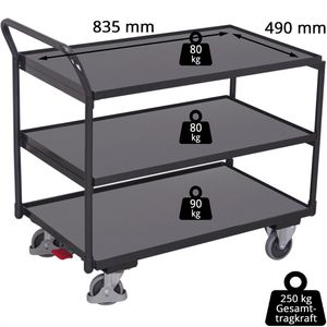 Produktbild für Tischwagen VARIOfit sw-500.600/AG, Metall &amp; Holz