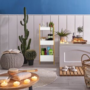 Produktbild für Badregal Relaxdays 10032146, aus Bambus, braun / weiß