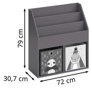 Produktbild für Bücherregal Vicco Luigi, grau, mit 2 Faltboxen