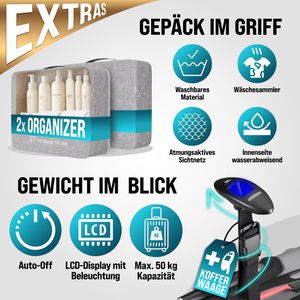 Produktbild für Koffer Monzana Baseline, silber, 3-teilig + Zubehör