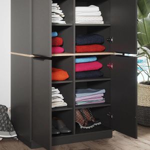 Produktbild für Kleiderschrank Vicco Betti, anthrazit / eiche
