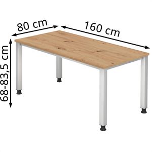Produktbild für Schreibtisch Hammerbacher Q-Serie, asteiche / silber