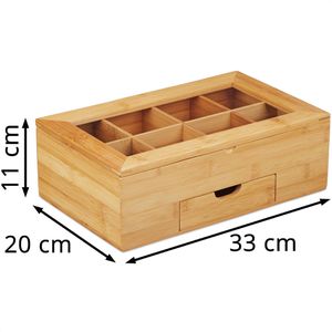 Produktbild für Teebox Relaxdays 10027481, für Teebeutel, natur, aus Bambus