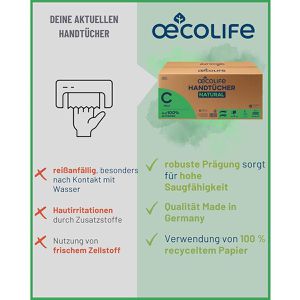 Produktbild für Papierhandtücher Oecolife Natural, 4901201, 1-lagig