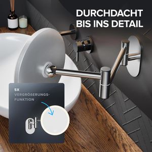 Produktbild für Kosmetikspiegel ovimar Vorupor, dimmbare Beleuchtung, silber
