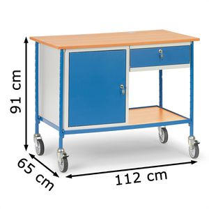 Produktbild für Computerschrank Fetra Rolltisch, 5866, grau / blau