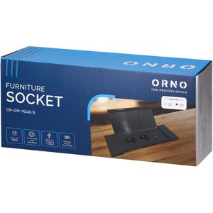 Produktbild für Einbausteckdose Orno GM-9048, mit 1,5 m Kabel, klappbar