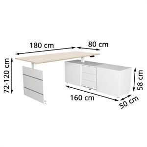Produktbild für Schreibtisch Kerkmann Move 3, 3845, ahorn, mit Sideboard