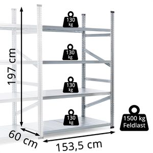 Produktbild für Anbauregal GEWE 615A4R, 4 Metallböden