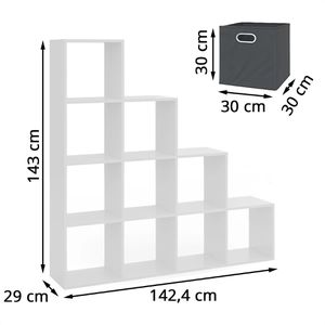 Produktbild für Bücherregal Vicco 53602, weiß, mit 6 Faltboxen