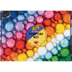 Pompons Folia 50339 Jumbo Glitter, farbig sortiert