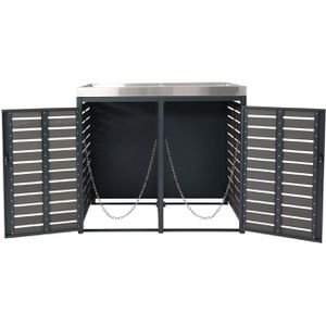 Produktbild für Mülltonnenbox Mendler HWC-K14, WPC/Metall