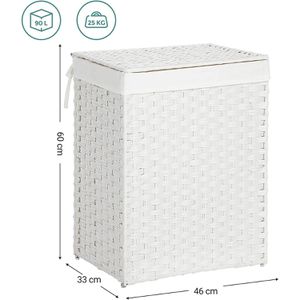 Produktbild für Wäschekorb Songmics LCB51WT, weiß, mit Deckel