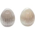 Osterdeko Rayher Eier perlmutt taupe/creme Dekofiguren aus Keramik, 8,1 cm, 2er Set