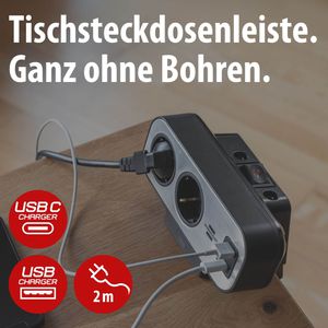 Produktbild für Tischsteckdose Brennenstuhl Estilo Duplex, mit 2m Schuko Kabel