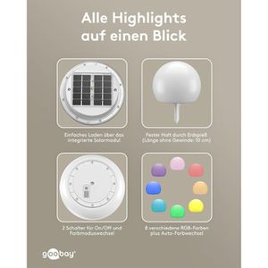 Produktbild für Wegeleuchte Goobay 80204, weiß, mit Solar