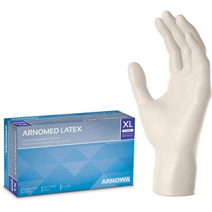 Produktbild für Einmalhandschuhe Arnomed Latex PF, natur, 100 Stück