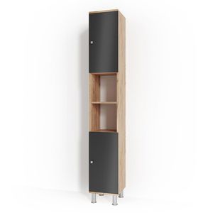 Produktbild für Badschrank Vicco Fynn, mit 4 Füßen, anthrazit / eiche