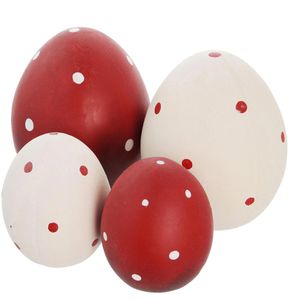 Osterdeko Frank-Flechtwaren Pünktchen, rot / weiß, 4 Stück
